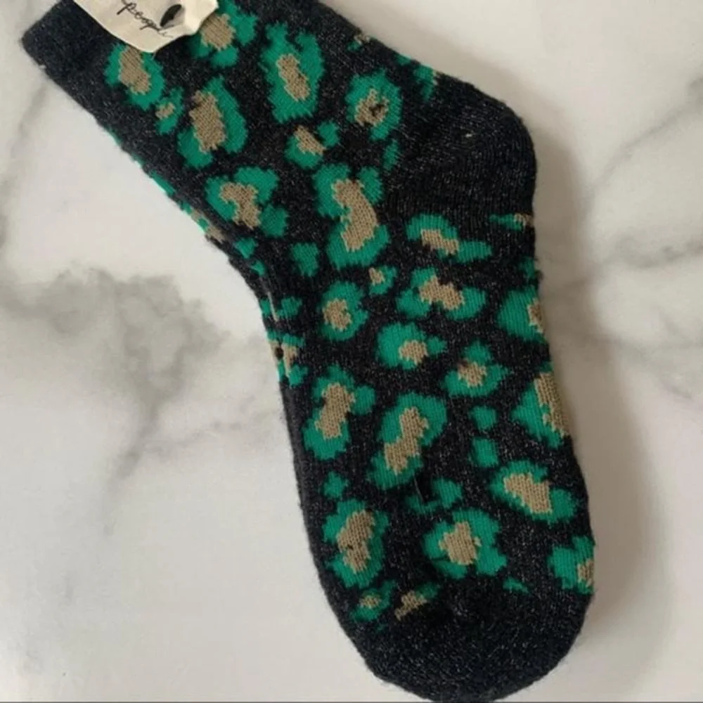 Free People Multi-color Metallic Leopard Crew Socks